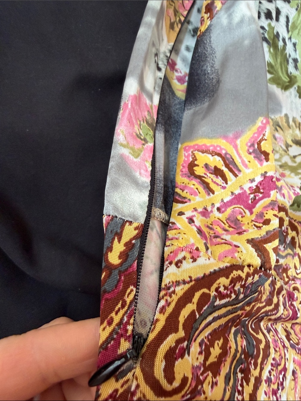 Multi-Color Floral Silk Wrap Tunic with Flowing Sleeves - Picture 7 of 8